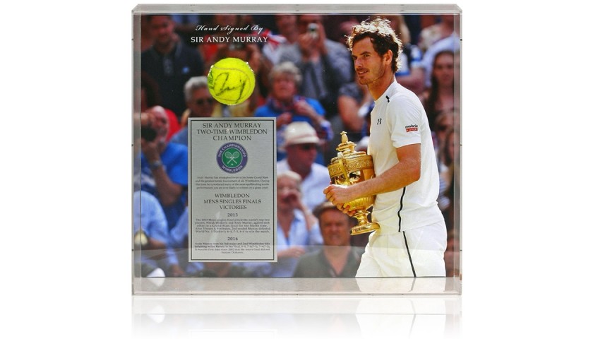 Sir Andy Murray Signed Tennis Ball Wimbledon Display 