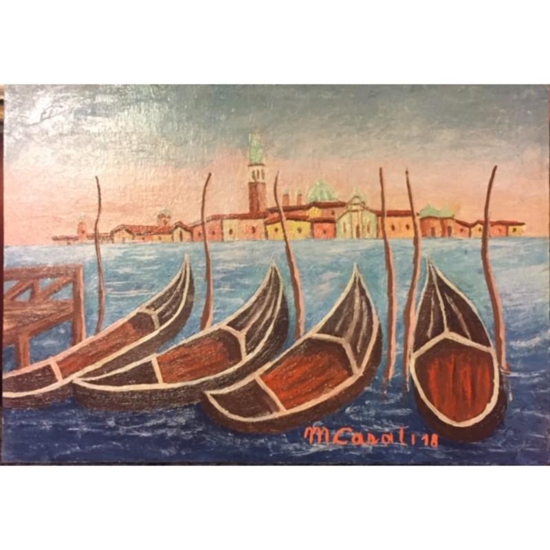 "Venezia isola di San Giorgio con gondole" by Casali Mosè, 2018