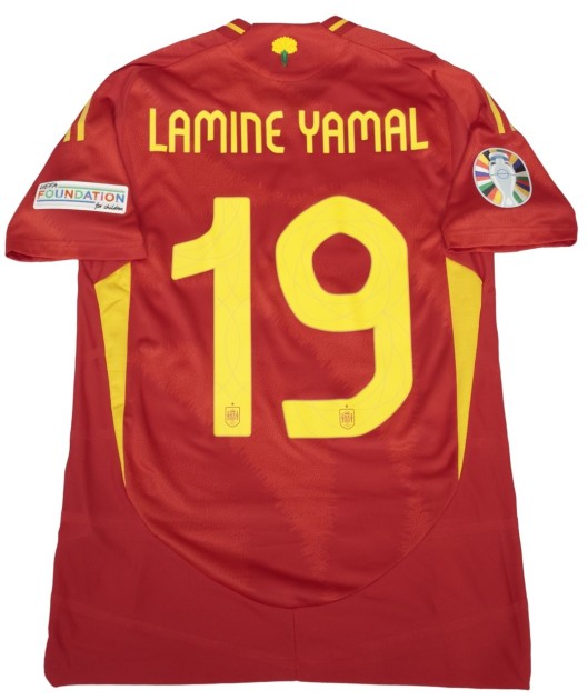 Lamine Yamal's Match-Issued Shirt, Spain vs England EURO 2024 Final