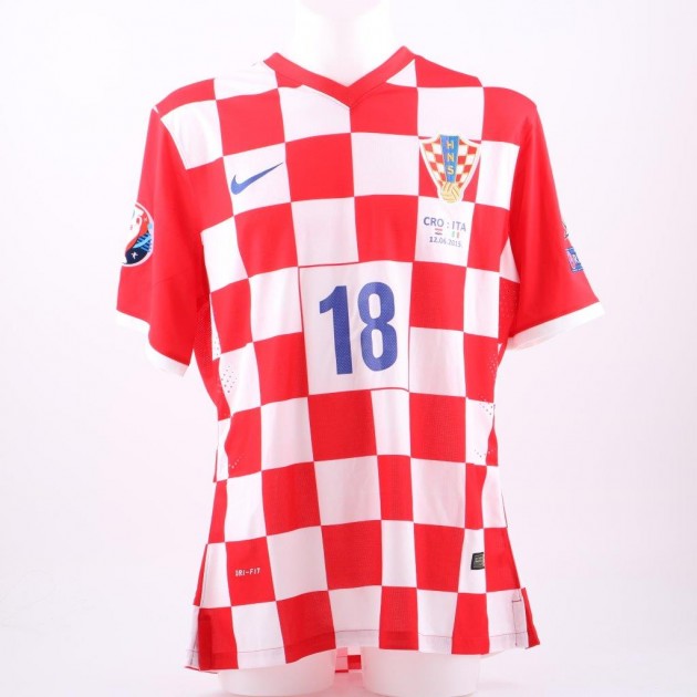 Olic's Croatia match issued/worn shirt, Croatia-Italy 12/06/2015 Euro 2016 qualifiers 