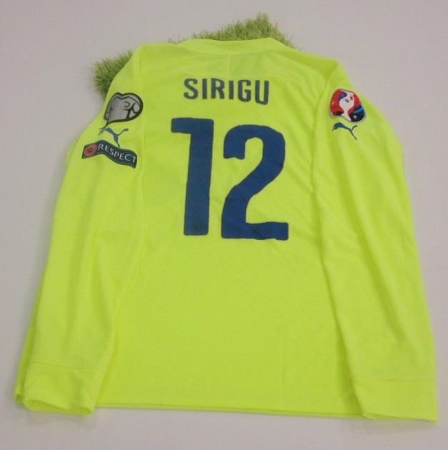 Sirigu Italy match issued/worn shirt, Euro 2016 Qualifying