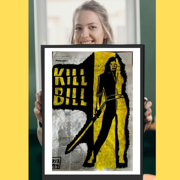 Kill Bill (The Bride) – Unique Artwork on Newspaper by RikPen