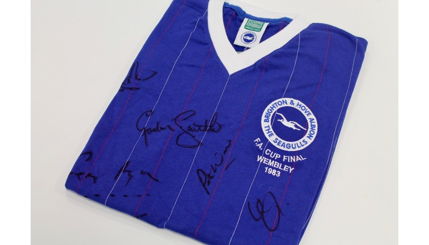 Retro Brighton & Hove Albion FC Shirt Signed by Members of the 1983 Squad