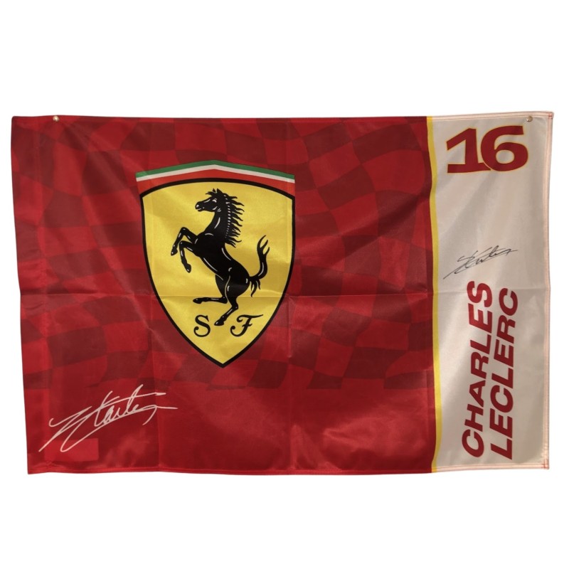 Bandiera ufficiale Leclerc Scuderia Ferrari - Autografata