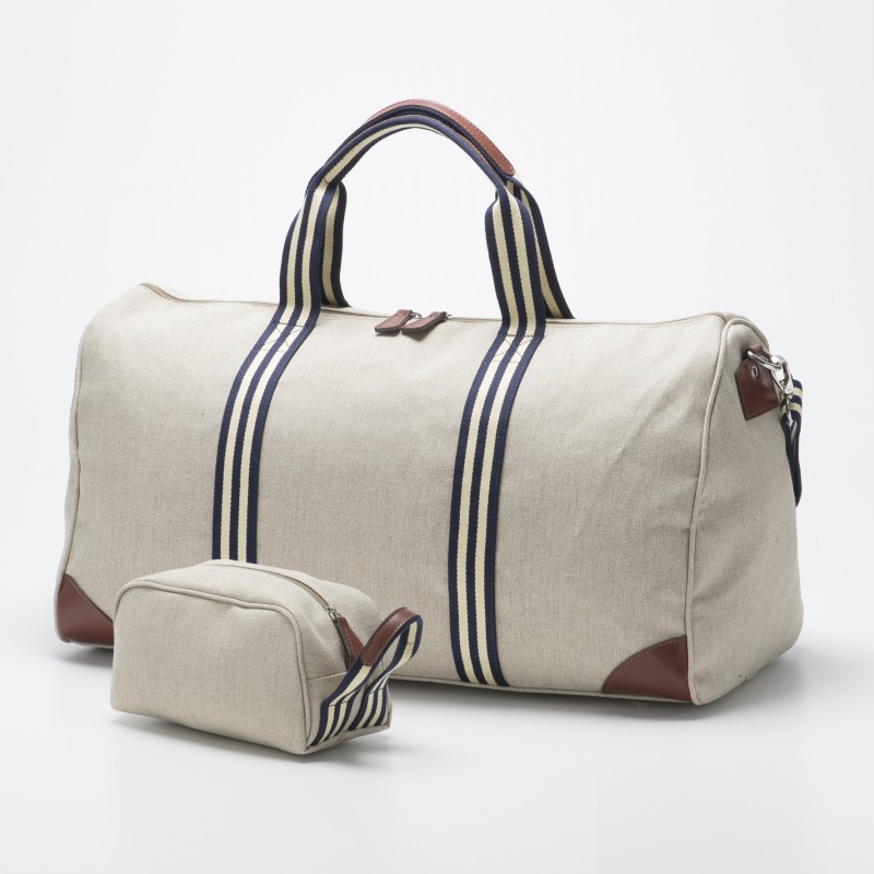 Boston Natural Linen Travel Bag and Wash Bag by My Style Bags