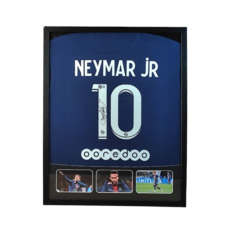 Maglia Neymar Paris Saint-Germain in cornice deluxe di alta qualità - Autografata