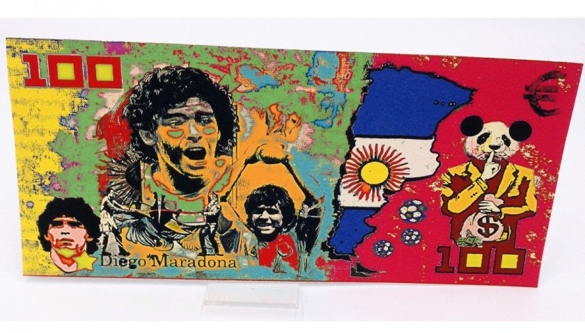 "100€ Not Banksy Vs Maradona" by G.Karloff