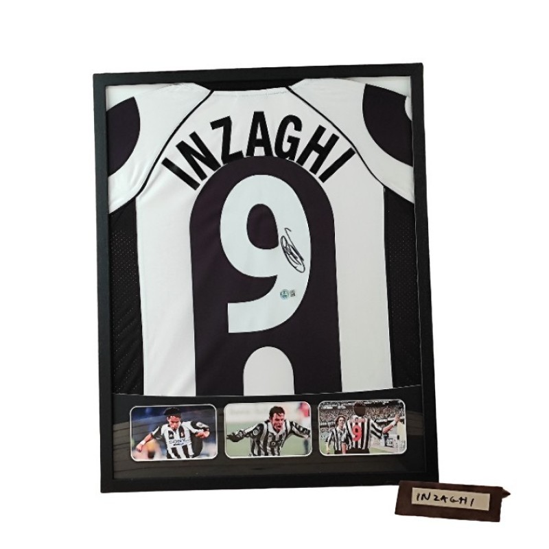 Maglia Juventus Inzaghi in cornice deluxe di alta qualità - Autografata