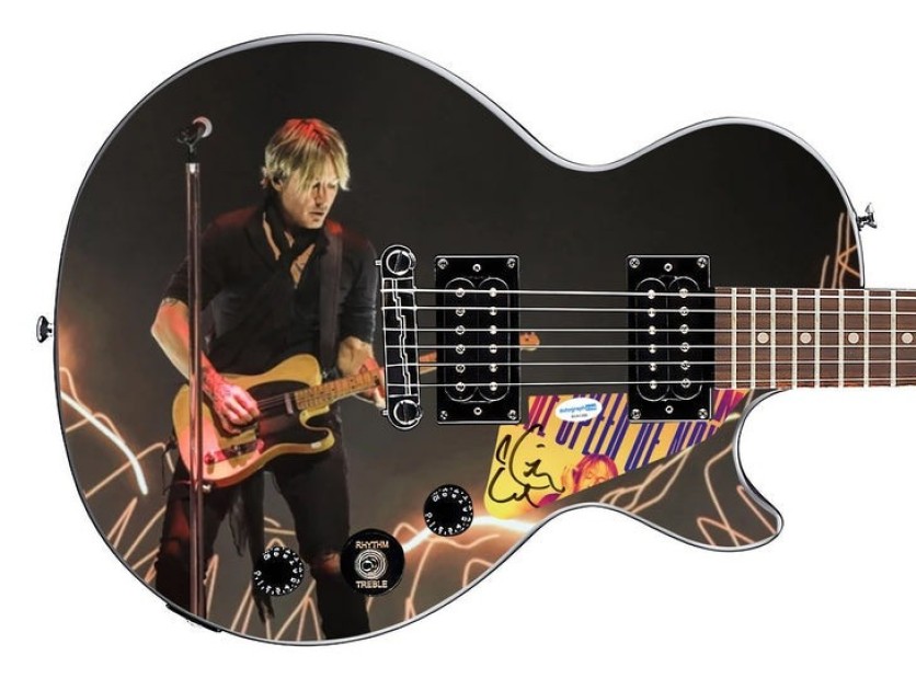 Keith Urban Signed Pickguard on a Custom Epiphone Les Paul Guitar