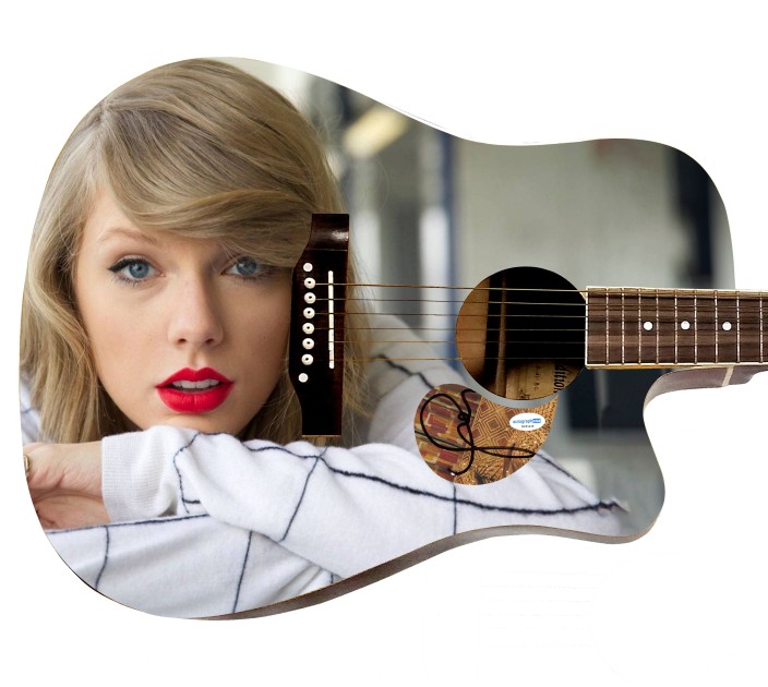 Taylor Swift Signed Custom Acoustic Graphics Guitar