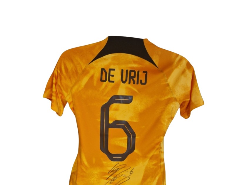Stefan de Vrij firmato Olanda 2022-23 Home Maglia da calcio ufficiale