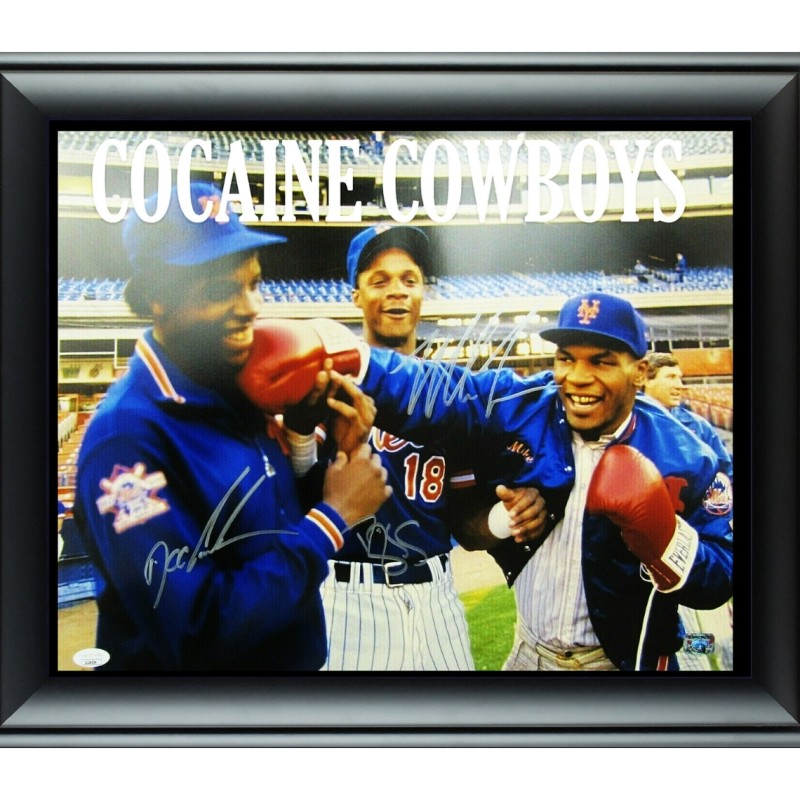 Mike Tyson, Darryl Strawberry and Dwight Gooden Signed and Framed "Cocaine Cowboys" Picture