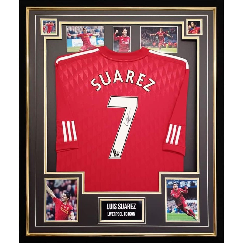 Luis Suarez's Liverpool Signed and Framed Shirt