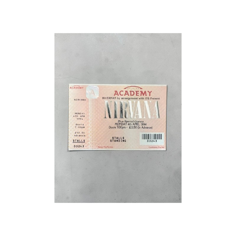 Nirvana Full Ticket 4th April 1994 Brixton Academy London