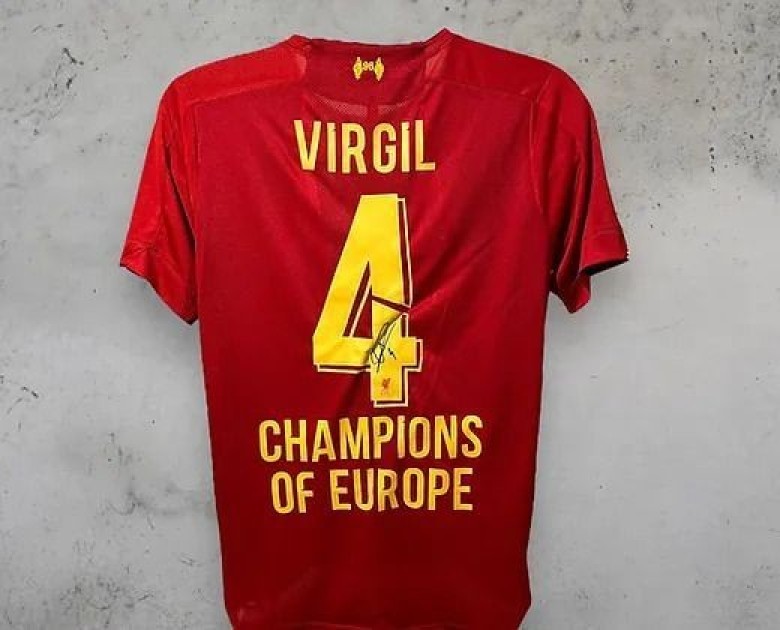 Virgil van Dijk's Liverpool 2019/20 Champions League Signed and Framed Shirt