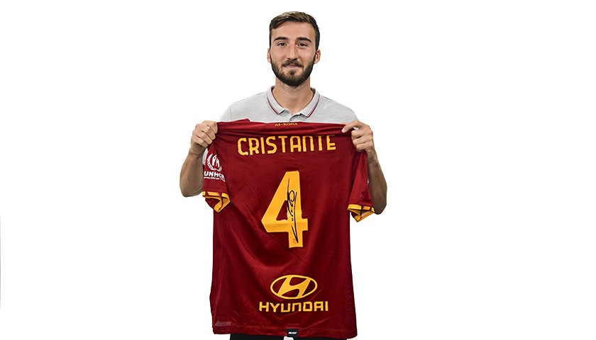 Cristante's Worn and Signed Shirt, Roma-Sassuolo 2021/22 Special UNHCR