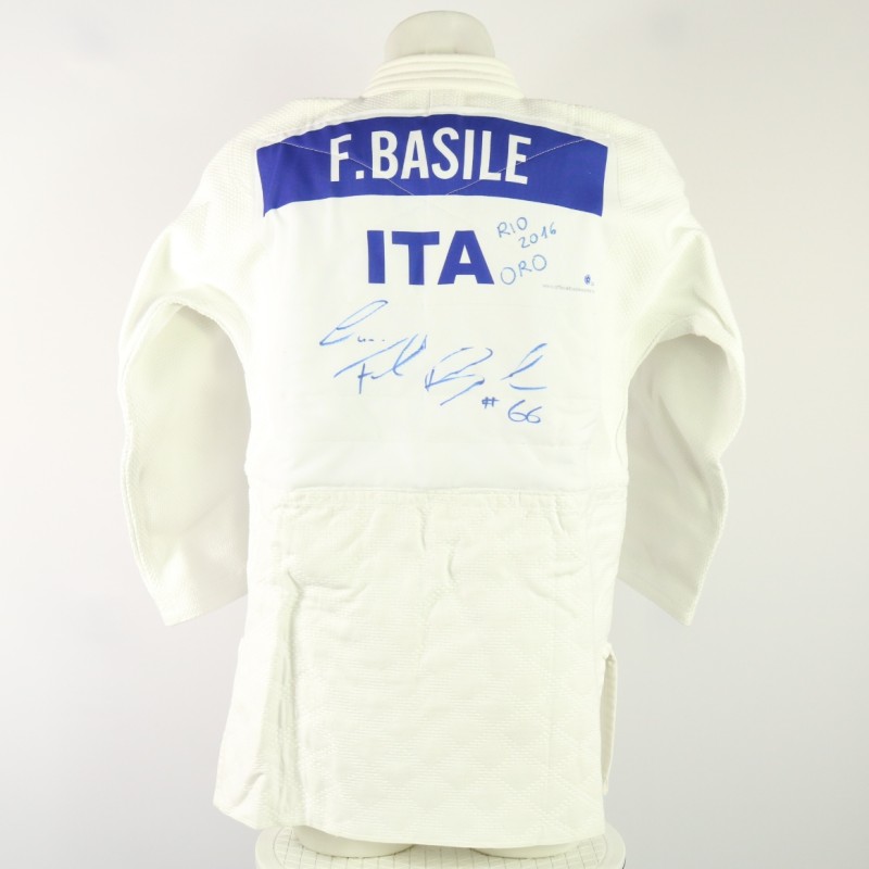 Judogi of Olympic champion Fabio Basile - Worn and Signed