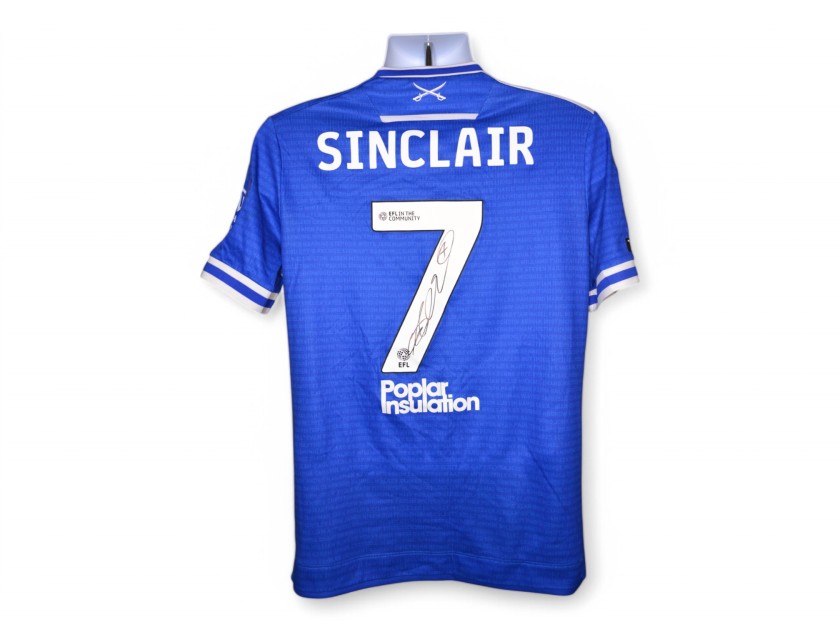 Sinclair's Bristol Rovers Sky Bet League One Signed Match Worn Shirt, vs Peterborough