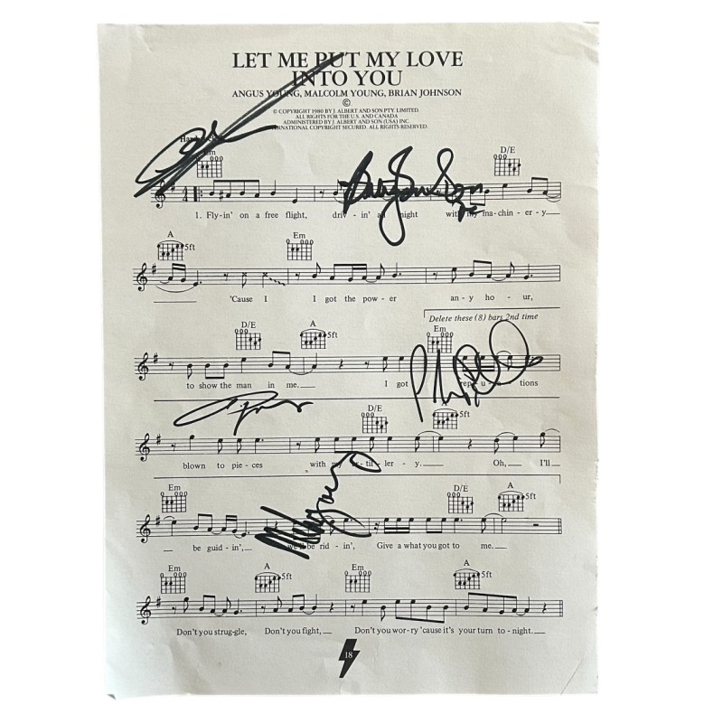 AC/DC Signed Sheet Music