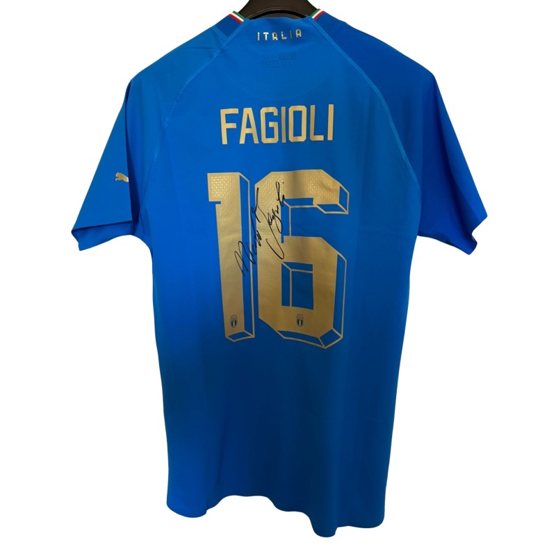 Fagioli's Signed Match-Issued Shirt Albania vs Italy 2022