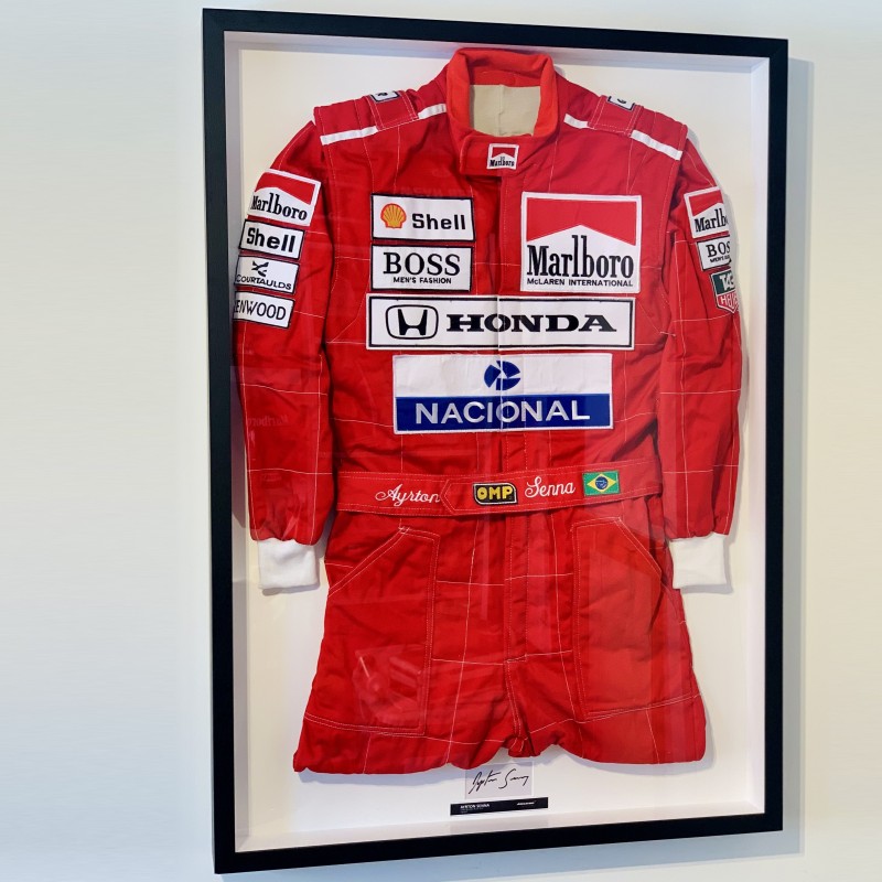 Ayrton Senna Signed and Framed McLaren Race Suit Replica