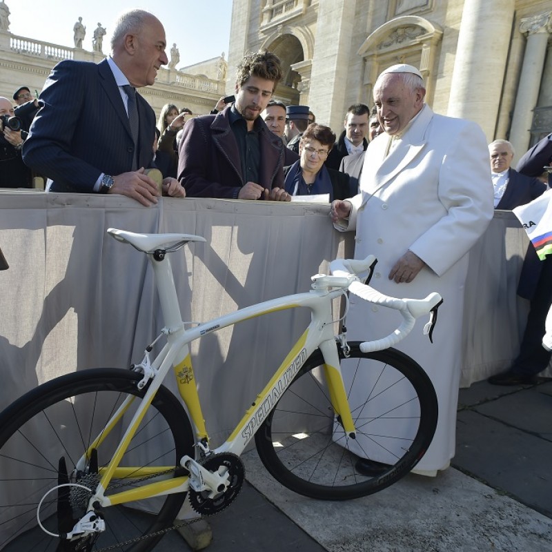 Peter Sagan's Specialized Bike Donated to and Signed by Pope Francis 