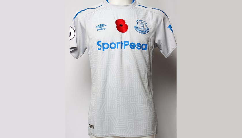 Worn Poppy Away Game Shirt Signed by Everton FC's Calvert-Lewin