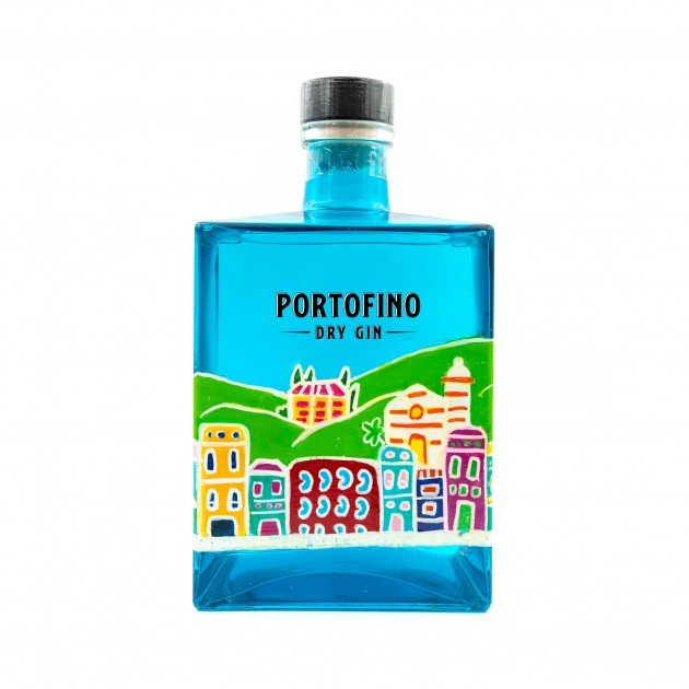Bottiglia 5L Portofino Dry Gin dipinta a mano da Caterina Marotta