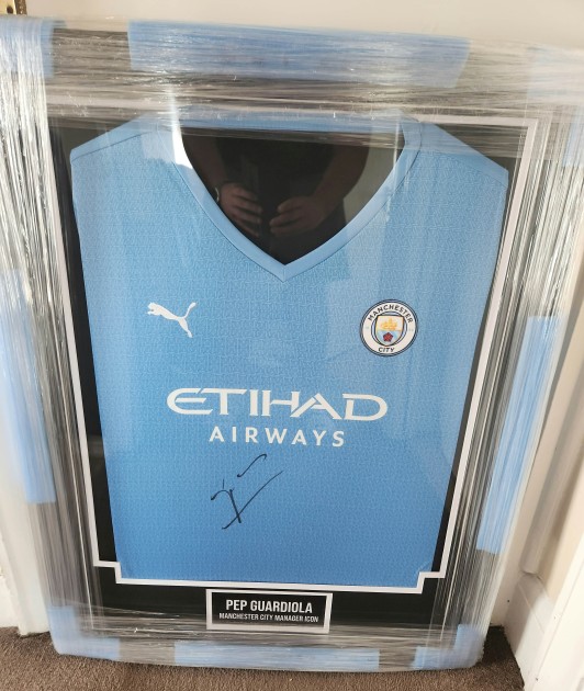 Pep Guardiola's Manchester City 2021/22 Signed and Framed Shirt