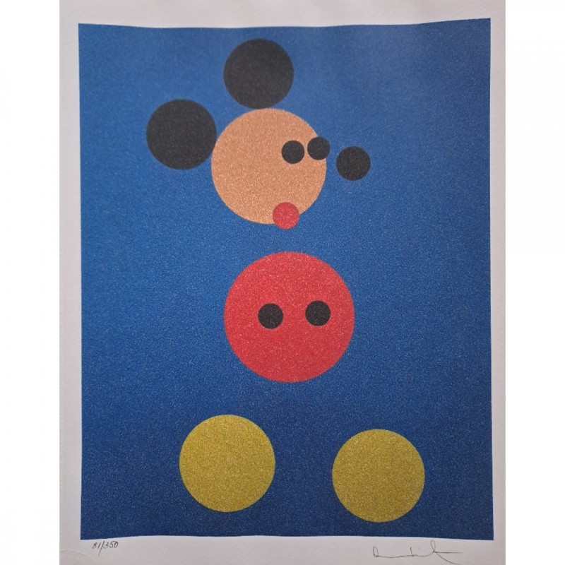 Mickey (Blue Glitter) Lithograph Signed by Damien Hirst 