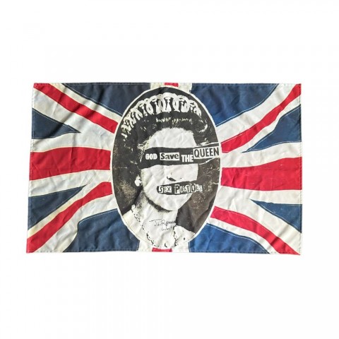 John Lydon of Sex Pistols Signed Union Jack 'God Save The Queen' Flag