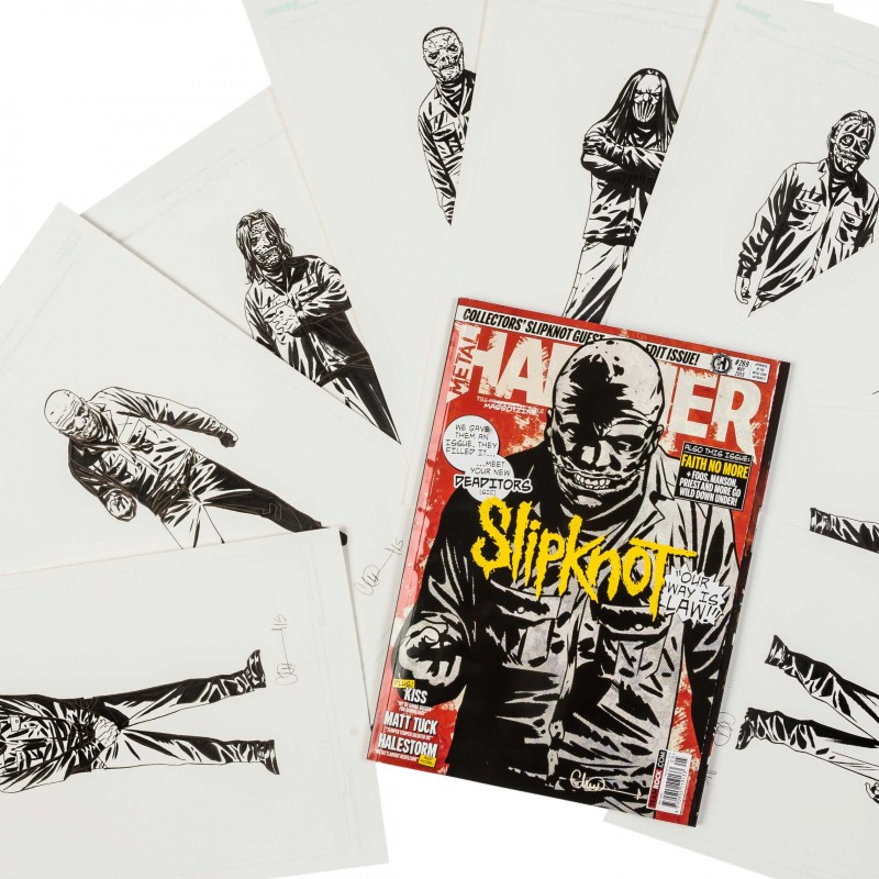 Original Slipknot portraits by Walking Dead comic artist Charlie Adlard