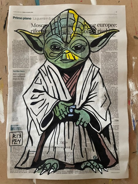 Yoda – Unique Artwork on Newspaper by RikPen