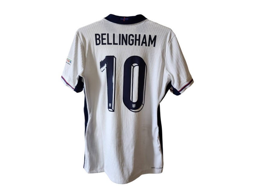 La maglia home dell'Inghilterra 2024/25 di Jude Bellingham, emessa durante la partita