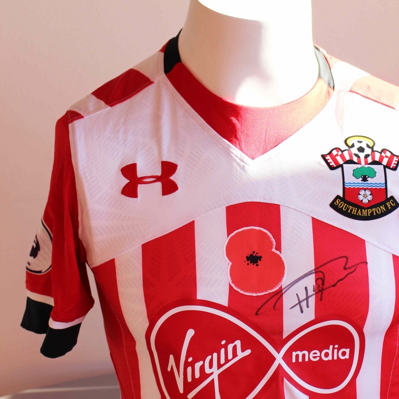 Harrison Reed's Unworn and Signed Southampton FC Poppy Shirt from 16/17.