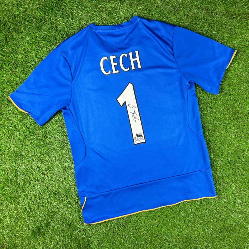 Maglia da calcio ufficiale del Chelsea 2005-06 autografata da Petr Cech