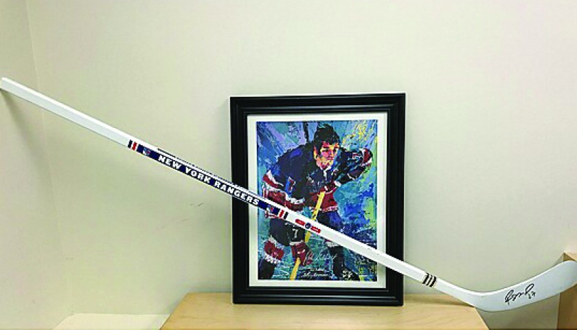 Hockey Stick and Art Signed by Rod Gilbert