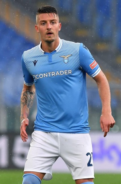 Milinkovic-Savic's Worn Shirt, Lazio-Benevento 2021 - Sponsor Contrader