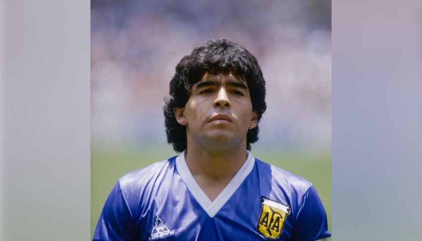 Official Argentina 1986 Away Shirt Signed by Diego Armando Maradona