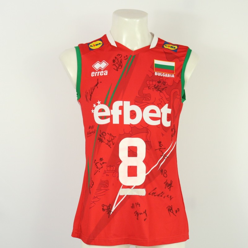 Maglia della Bulgaria - atleta Barakova - della Nazionale femminile ai Campionati Europei 2023 - autografata dalla squadra