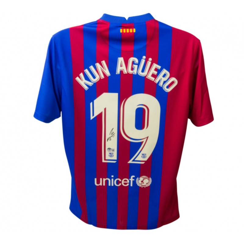 Replica della maglia del FC Barcelona firmata da Sergio Aguero