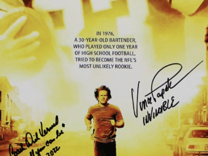 Vince Papale & Dick Vermeil Signed Philadelphia Eagles Invincible Movie Poster