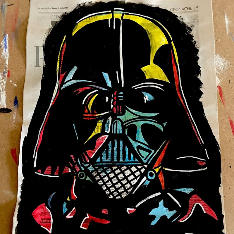 Darth Vader – Unique Artwork on Newspaper by RikPen