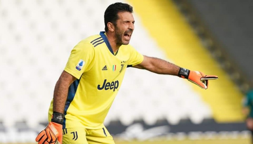 Buffon's Worn Shirt, Spezia-Juventus 2020 with Dedication
