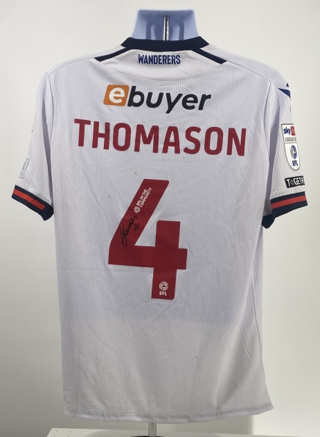 Maglia firmata di George Thomason del Bolton Wanderers, contro il Reading, indossata durante la partita