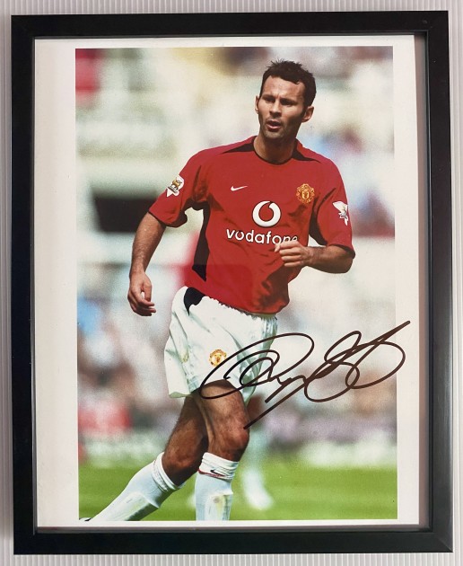 Immagine firmata e incorniciata di Ryan Giggs del Manchester United