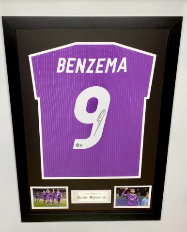 Karim Benzema's Real Madrid Signed and Framed Away Shirt 