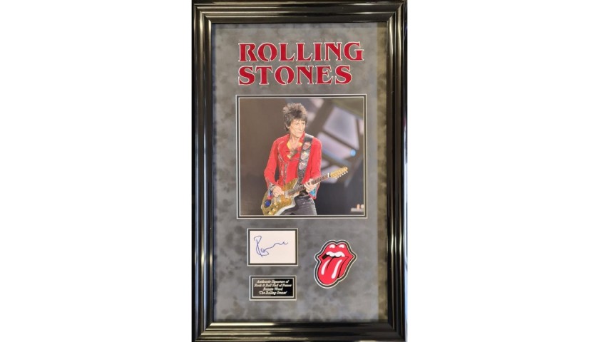 Rolling Stones Display, Signed by Ronnie Wood