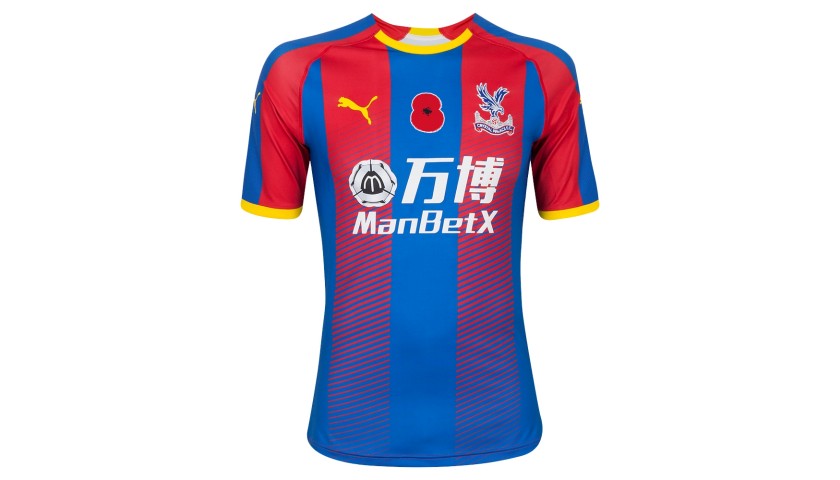 Patrick Van Aanholt's Crystal Palace F.C. Worn and Signed Home Poppy Shirt 