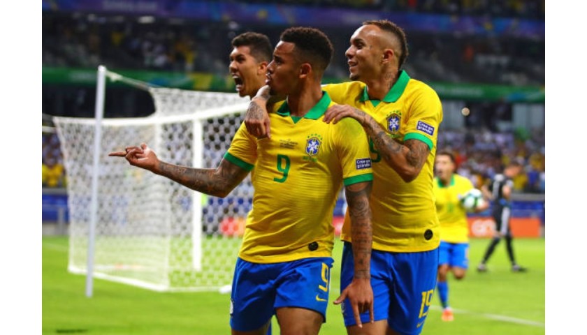 Gabriel Jesus' Brazil Match Shirt, Semi-Final Copa America 2019